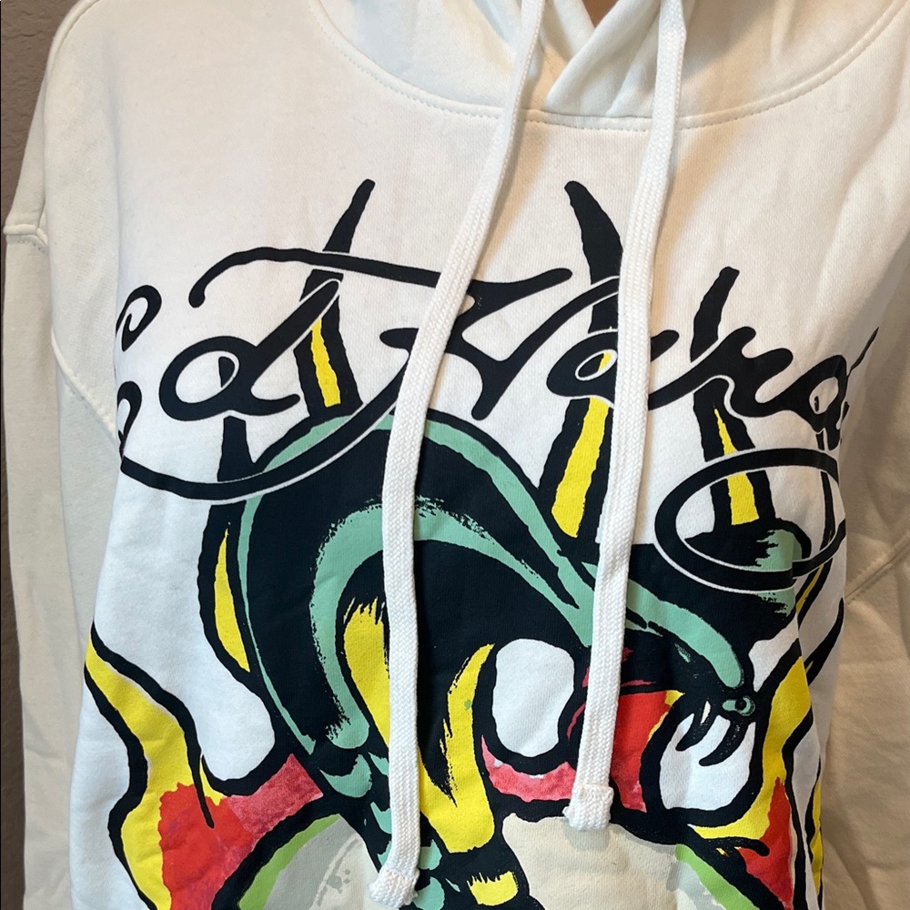 NWT Ed Hardy unisex White Graphic Hoodie - Picture 2 of 5